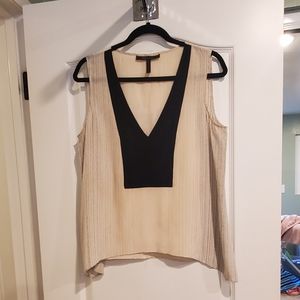 BCBGMaxAzria silk sleeveless top ivory and black